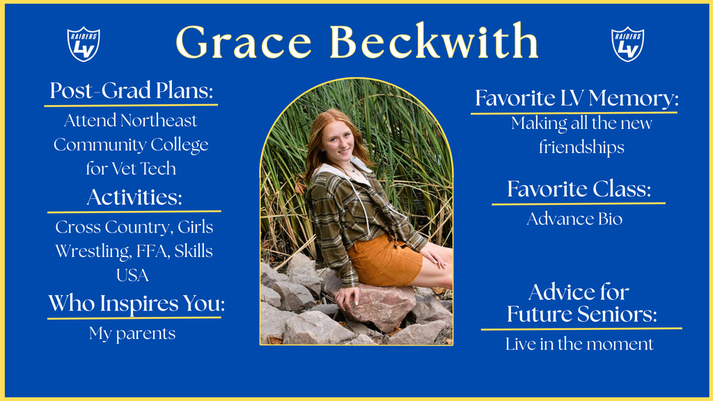 Senior Spotlight Graphic highlighting a member of the 2026 class.