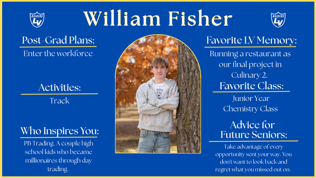 Senior Spotlight Graphic highlighting a member of the 2026 class.