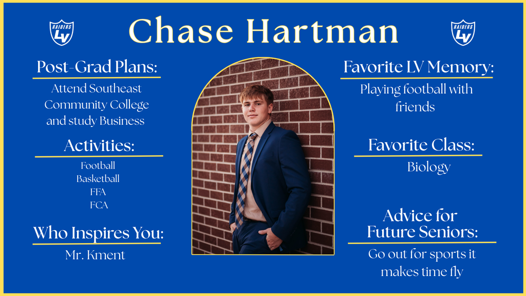 Senior Spotlight Graphic highlighting a member of the 2026 class.