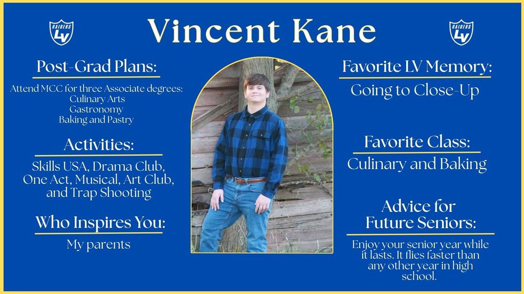 Senior Spotlight Graphic highlighting a member of the 2026 class.