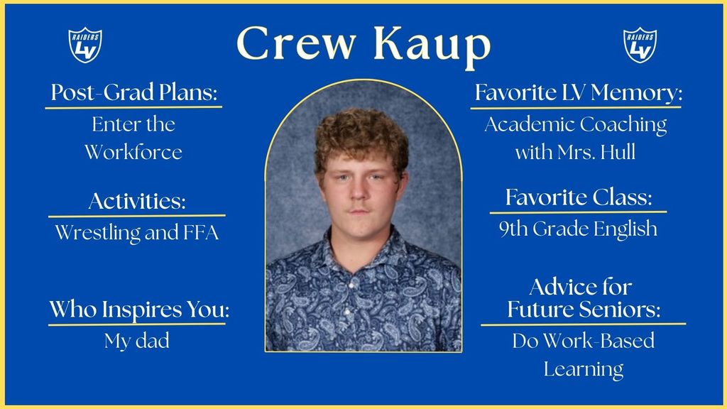 Senior Spotlight Graphic highlighting a member of the 2026 class.