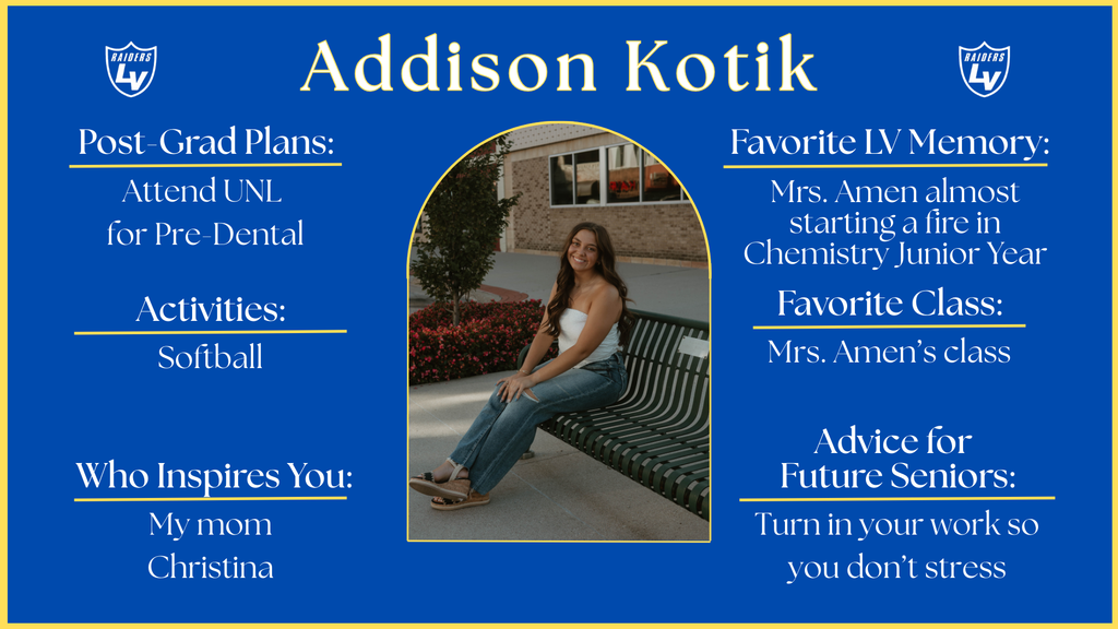 Senior Spotlight Graphic highlighting a member of the 2026 class.