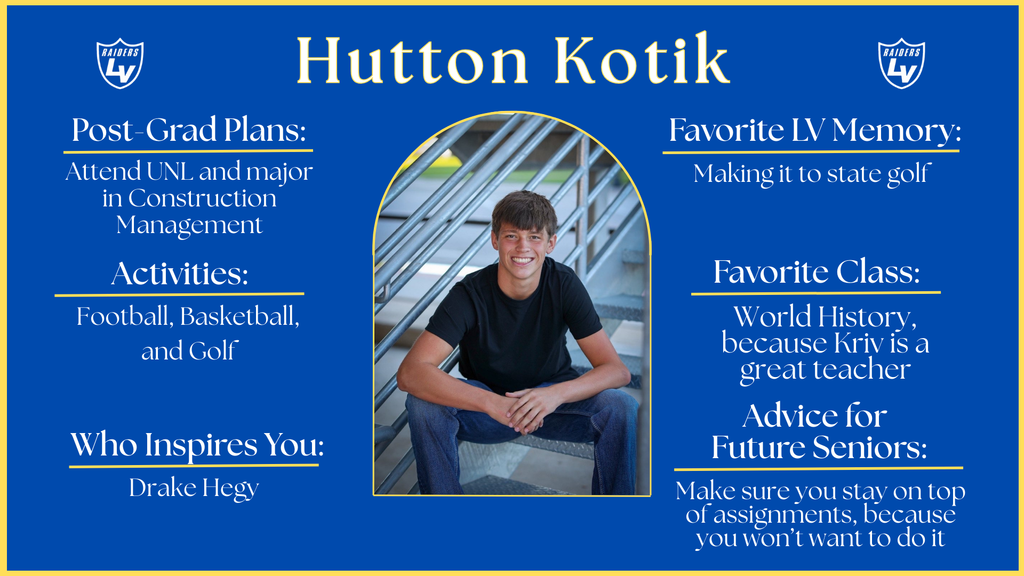 Senior Spotlight Graphic highlighting a member of the 2026 class.