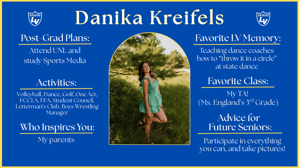 Senior Spotlight Graphic highlighting a member of the 2026 class.