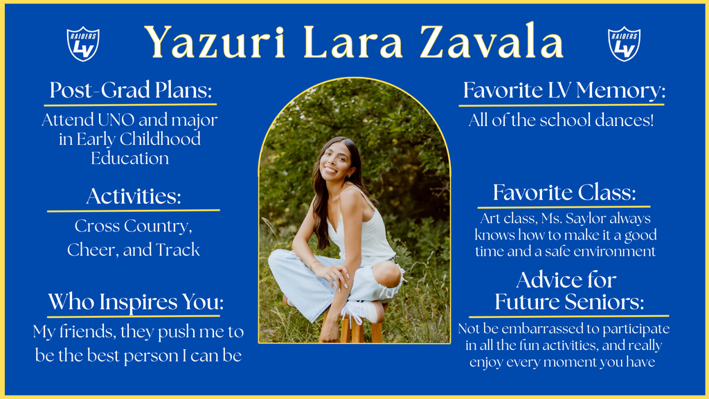 Senior Spotlight Graphic highlighting a member of the 2026 class.