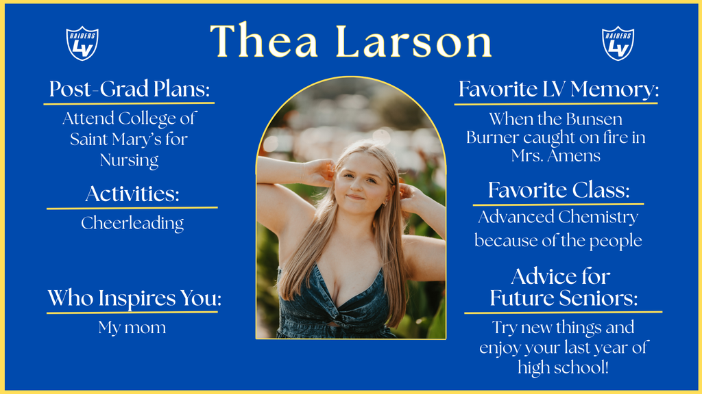 Senior Spotlight Graphic highlighting a member of the 2026 class.