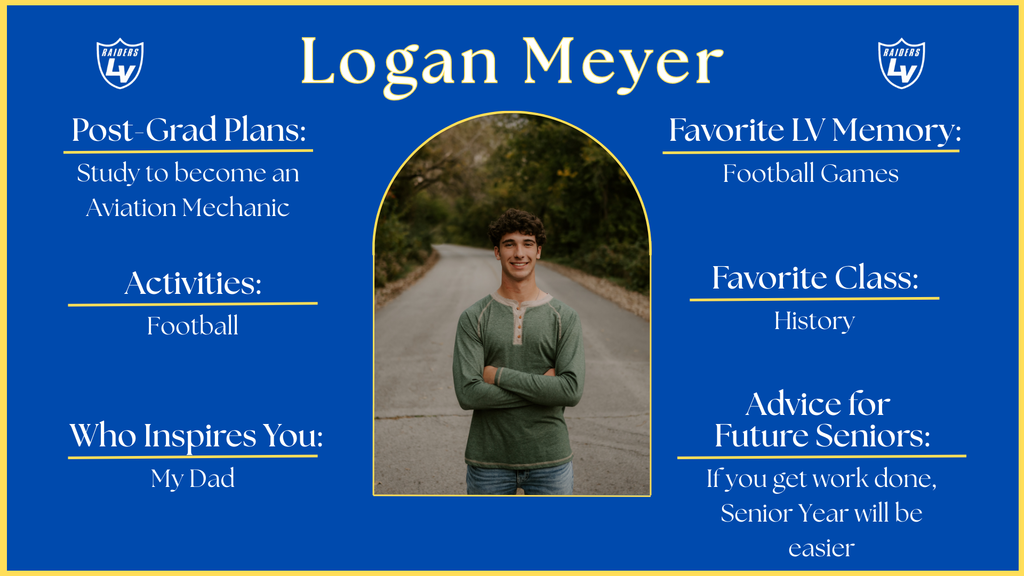 Senior Spotlight Graphic highlighting a member of the 2026 class.