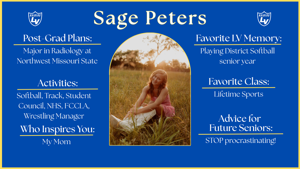 Senior Spotlight Graphic highlighting a member of the 2026 class.