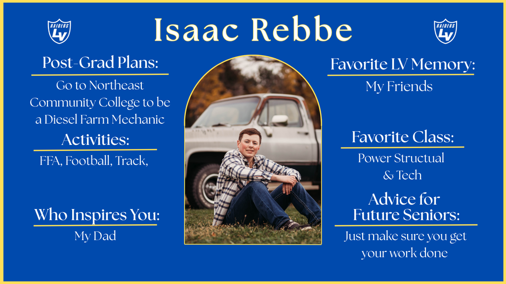 Senior Spotlight Graphic highlighting a member of the 2026 class.
