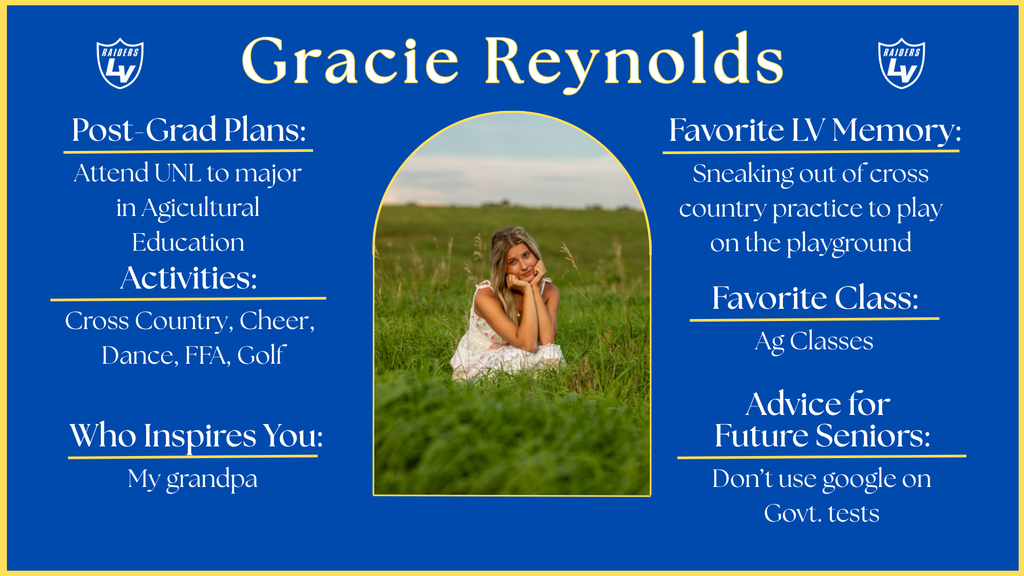 Senior Spotlight Graphic highlighting a member of the 2026 class.