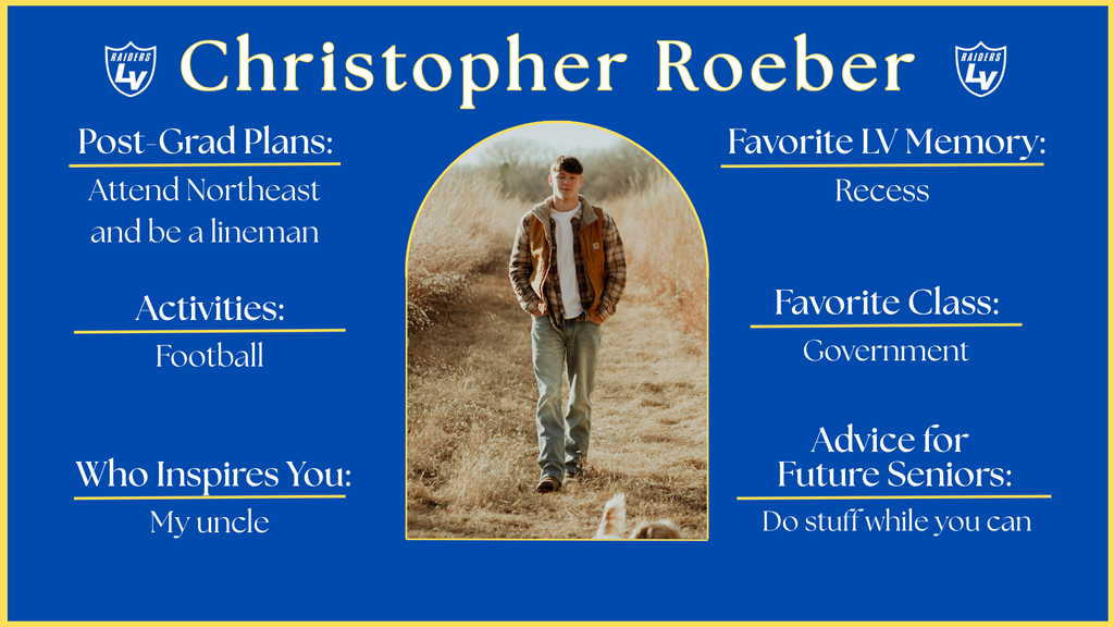 Senior Spotlight Graphic highlighting a member of the 2026 class.