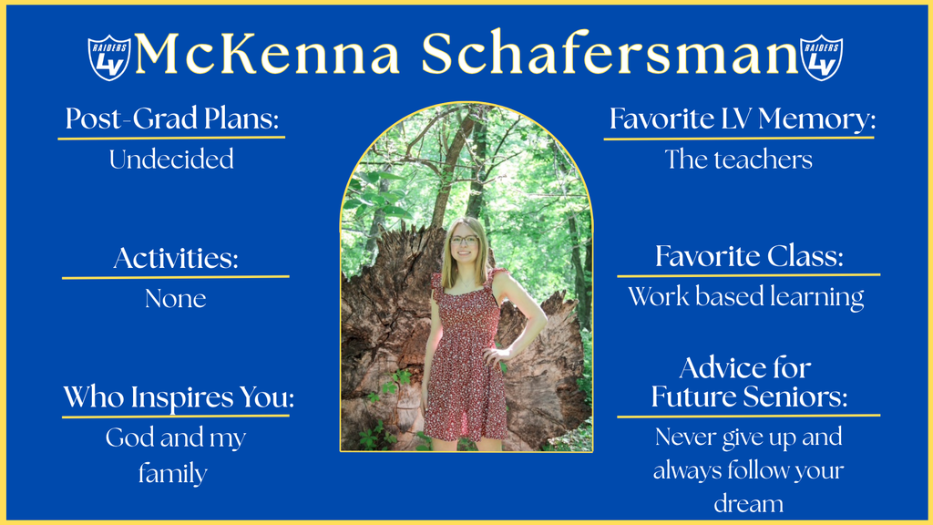 Senior Spotlight Graphic highlighting a member of the 2026 class.