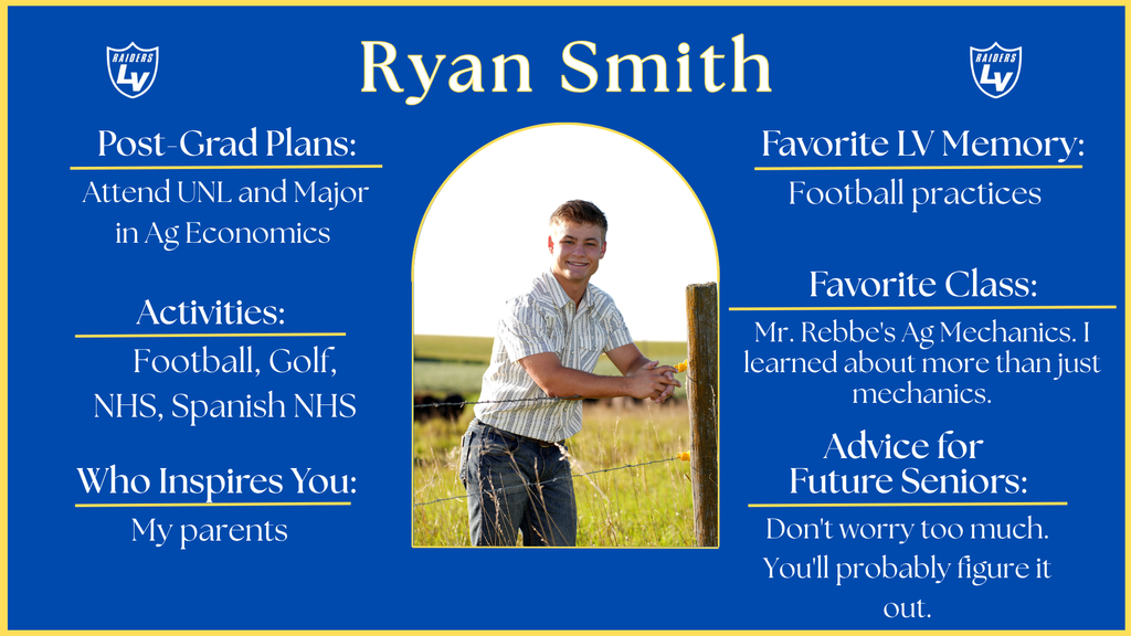 Senior Spotlight Graphic highlighting a member of the 2026 class.