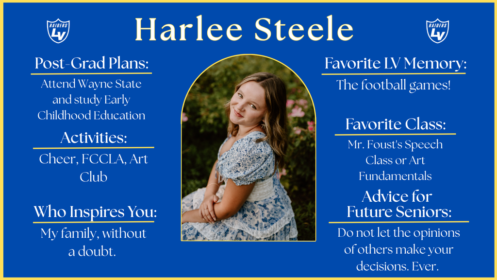 Senior Spotlight Graphic highlighting a member of the 2026 class.