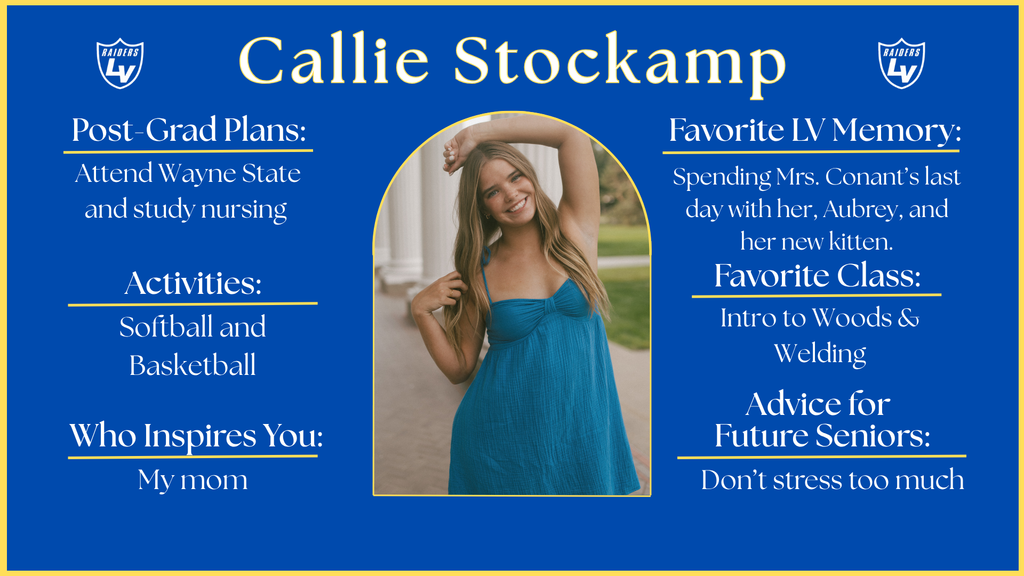 Senior Spotlight Graphic highlighting a member of the 2026 class.