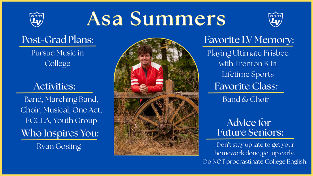 Senior Spotlight Graphic highlighting a member of the 2026 class.