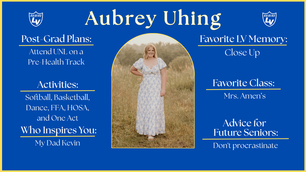 Senior Spotlight Graphic highlighting a member of the 2026 class.