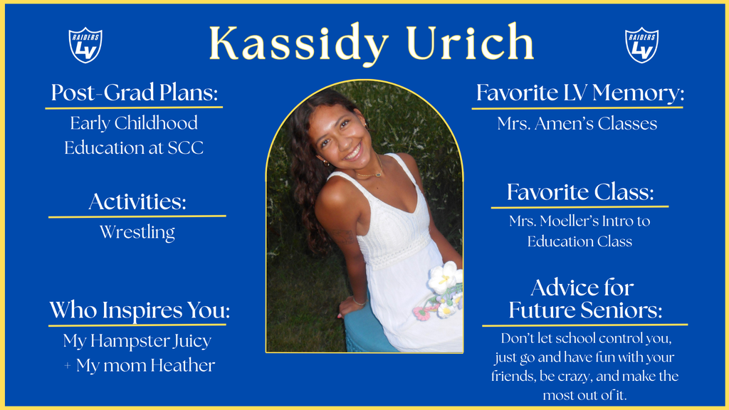 Senior Spotlight Graphic highlighting a member of the 2026 class.