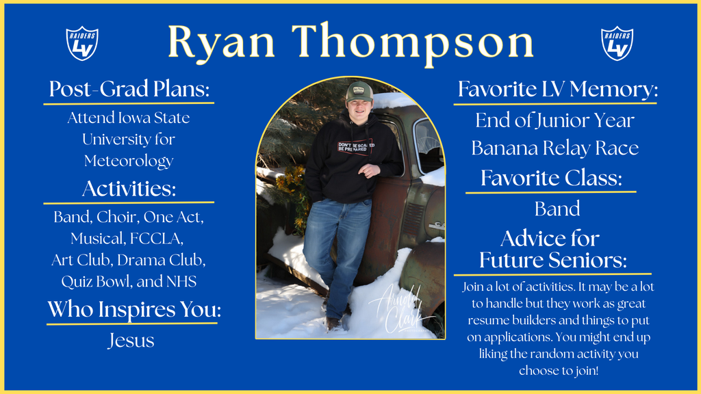 Senior Spotlight Graphic highlighting a member of the 2026 class.