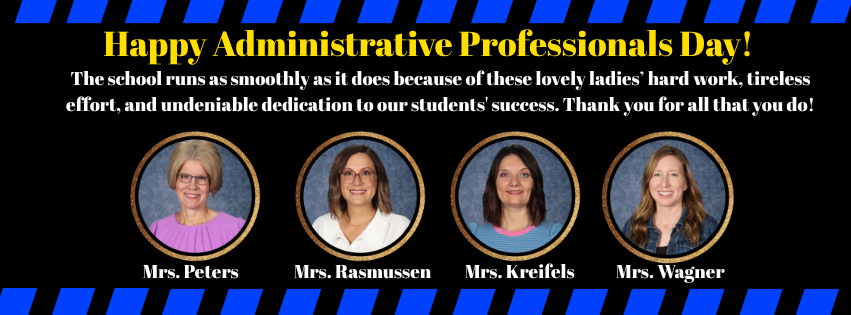 Graphic celebrating the 4 administrative professionals at Logan View for Administrative Professionals Day.