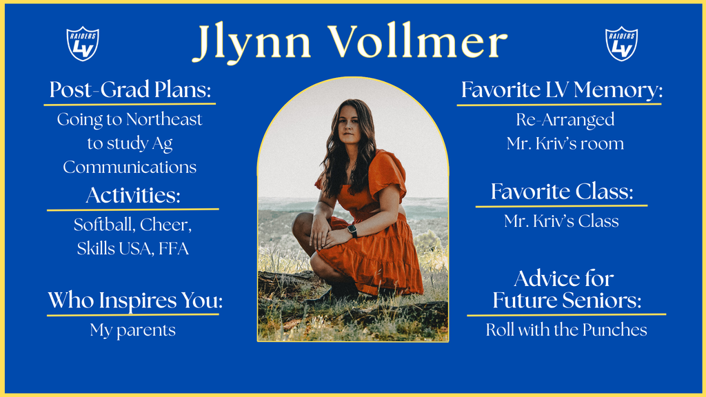 Senior Spotlight Graphic highlighting a member of the 2026 class.