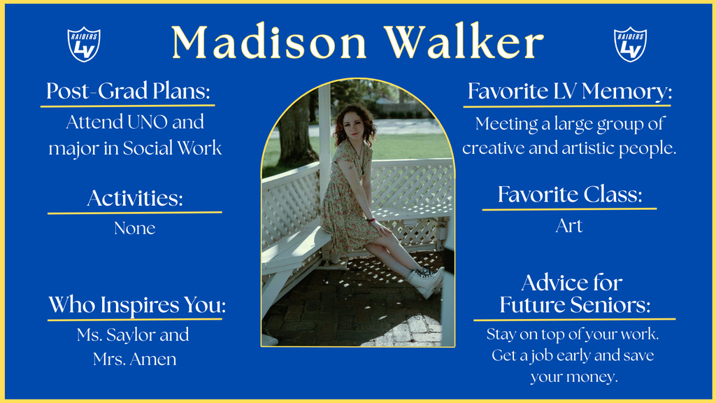 Senior Spotlight Graphic highlighting a member of the 2026 class.