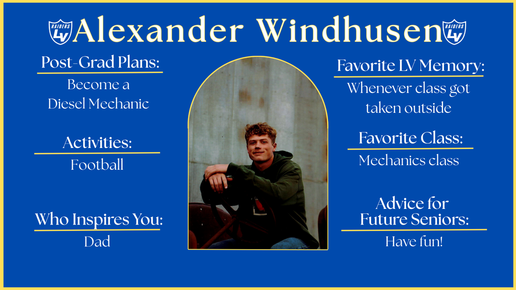 Senior Spotlight Graphic highlighting a member of the 2026 class.