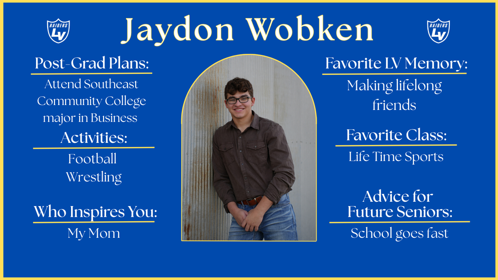 Senior Spotlight Graphic highlighting a member of the 2026 class.