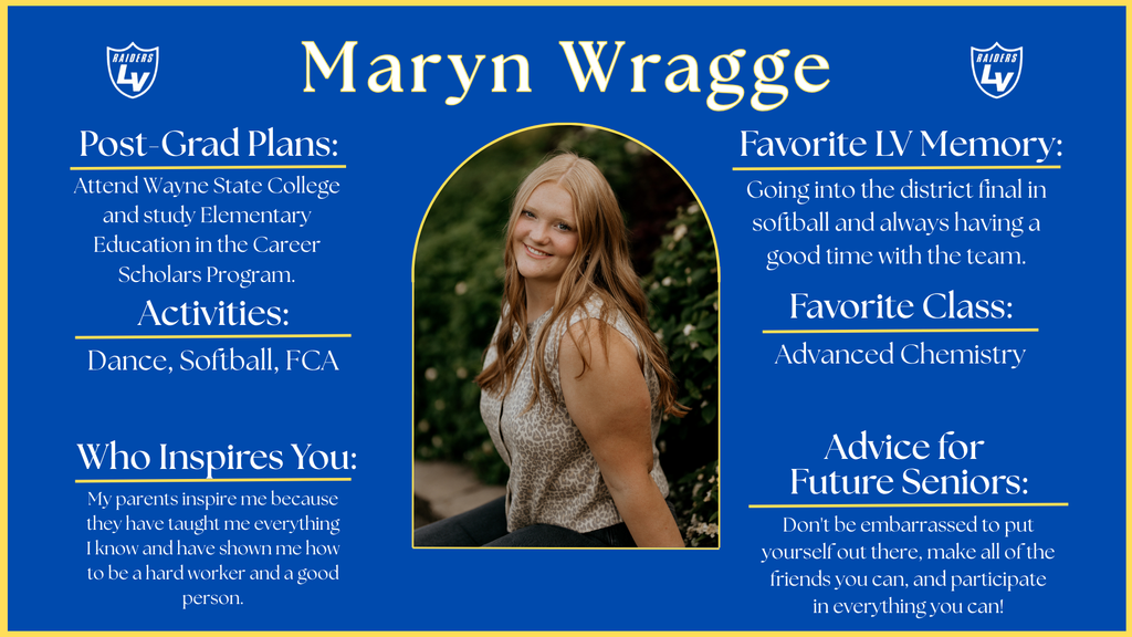 Senior Spotlight Graphic highlighting a member of the 2026 class.