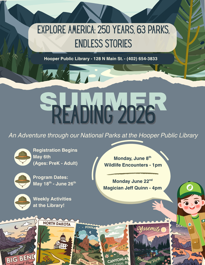 Summer reading program details at the Hooper library.