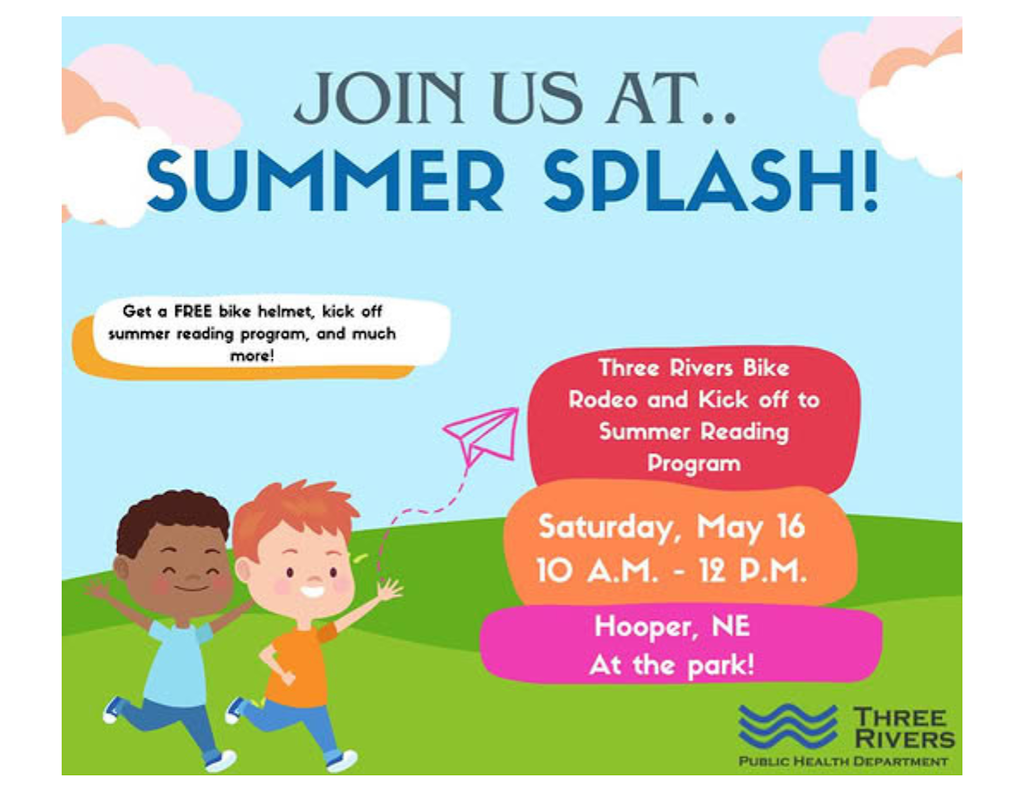 Join us at Summer Splash - sponsored by three Rivers with a bike rodeo and kickoff to Summer Reading Program.  Kids receive a free helmet!