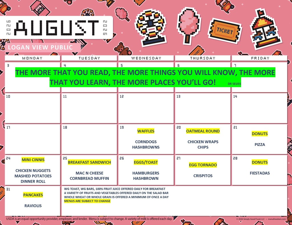 August k-12 menu