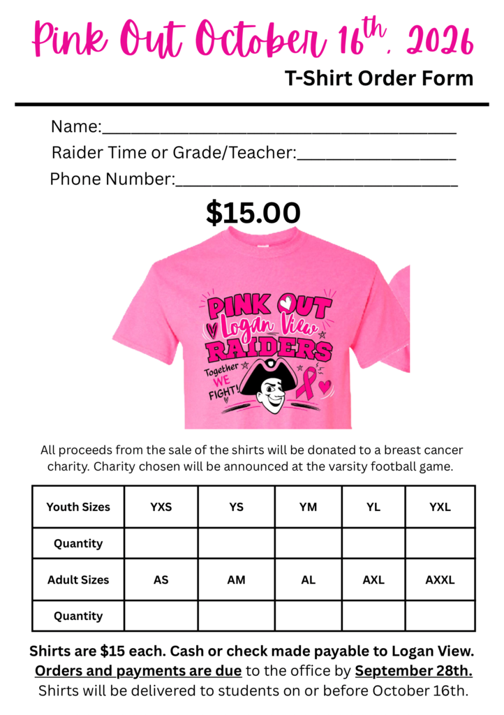 Pink out shirt order form