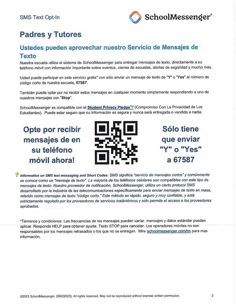 School Messenger Text Alert Registration Directions - Spanish