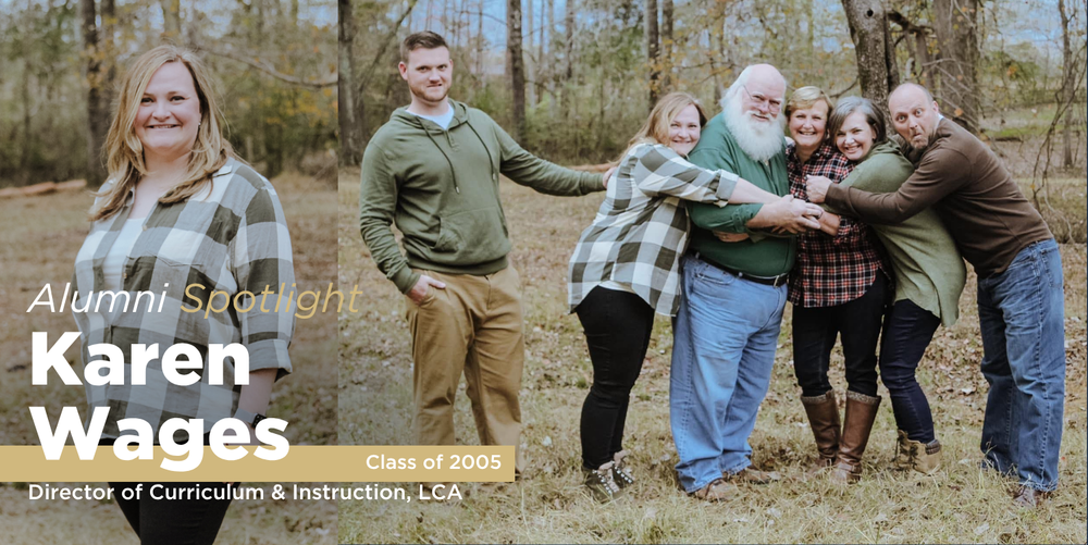 A blonde haired woman stands in a grassy area smiling and posing for a photo.