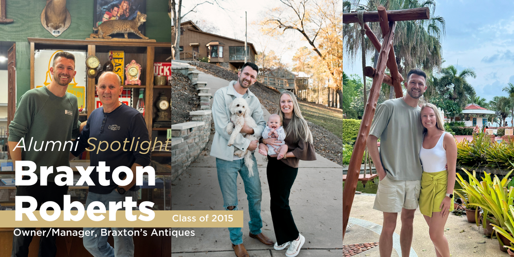 A black haired man poses for photos with a bald head older man, a blonde haired woman holding a baby.