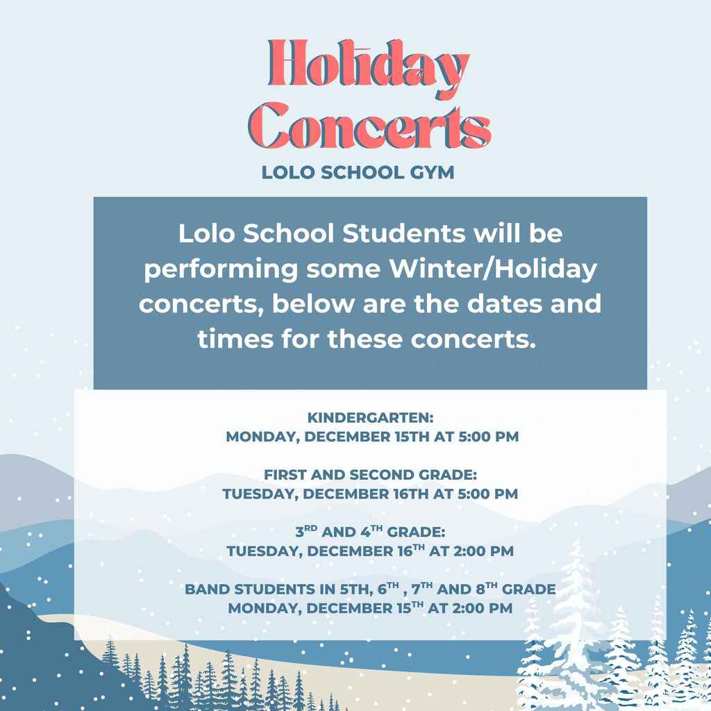 Holiday Concert times 2025