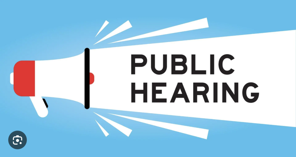 bullhorn image stating public hearing