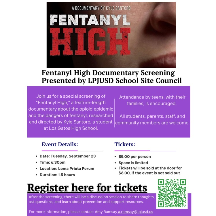 informational poster regarding the screening of Fentanyl High, a documentary regarding the opioid crisis