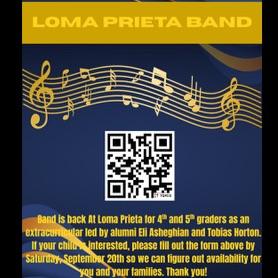 informational poster for elementary students to participate in band  