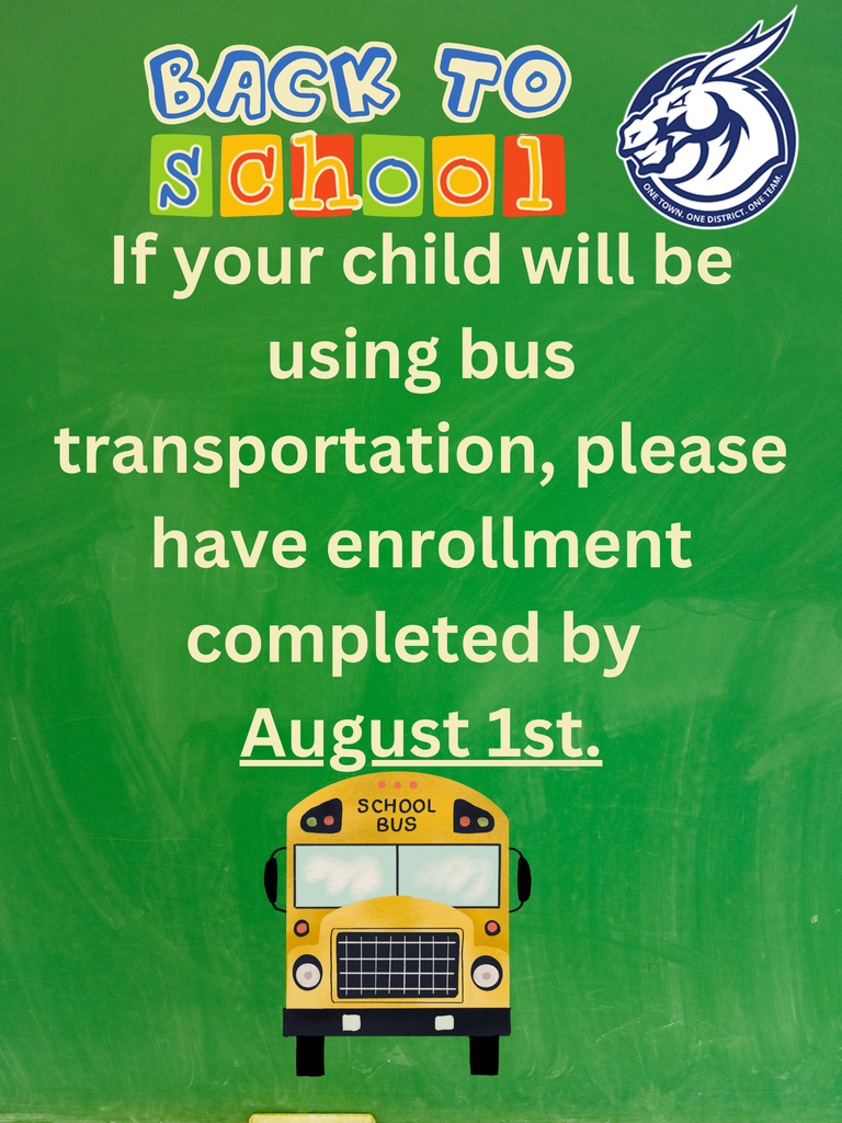 Enroll your student by Aug 1 for bus transportation.