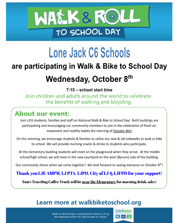 Walk To School Event 7:15 October 8