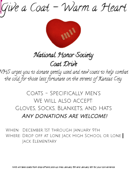 NHS Coat Drive Dec 1 - Jan 9