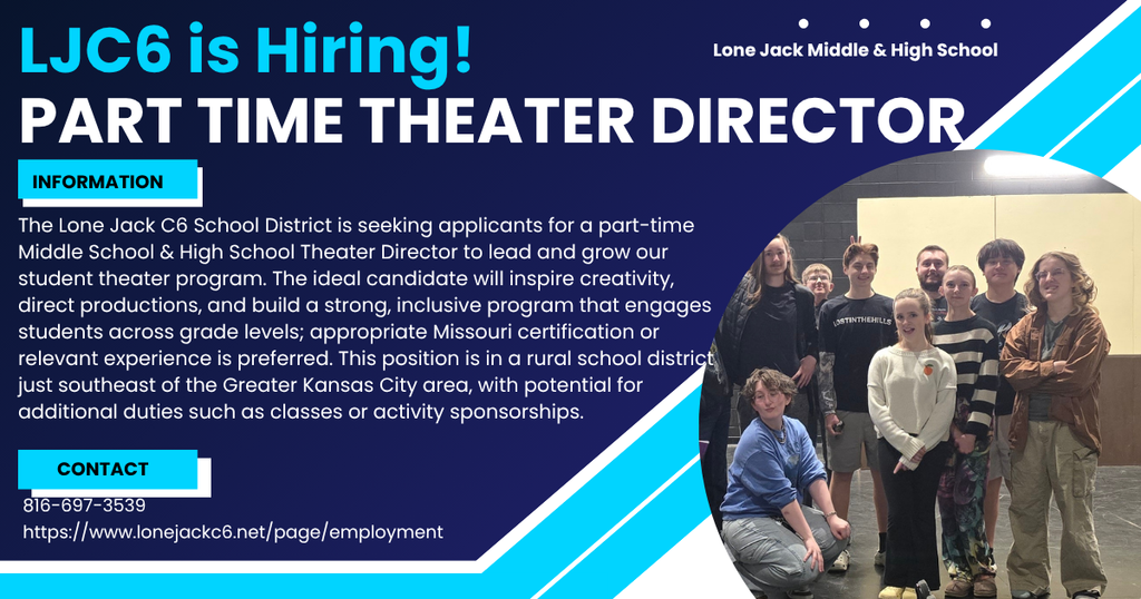 LJC6 is hiring for a part time theater director for the 2026-2027 school year.