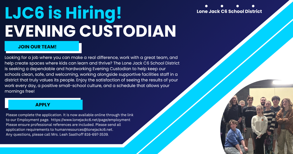 Now hiring for an evening custodian