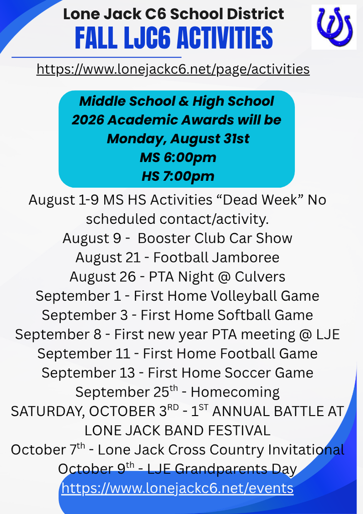 Several dates upcoming this Fall at LJC6