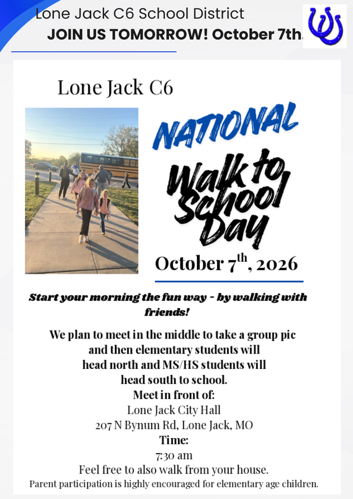 Walk to School Day Oct 7th, 7:30am