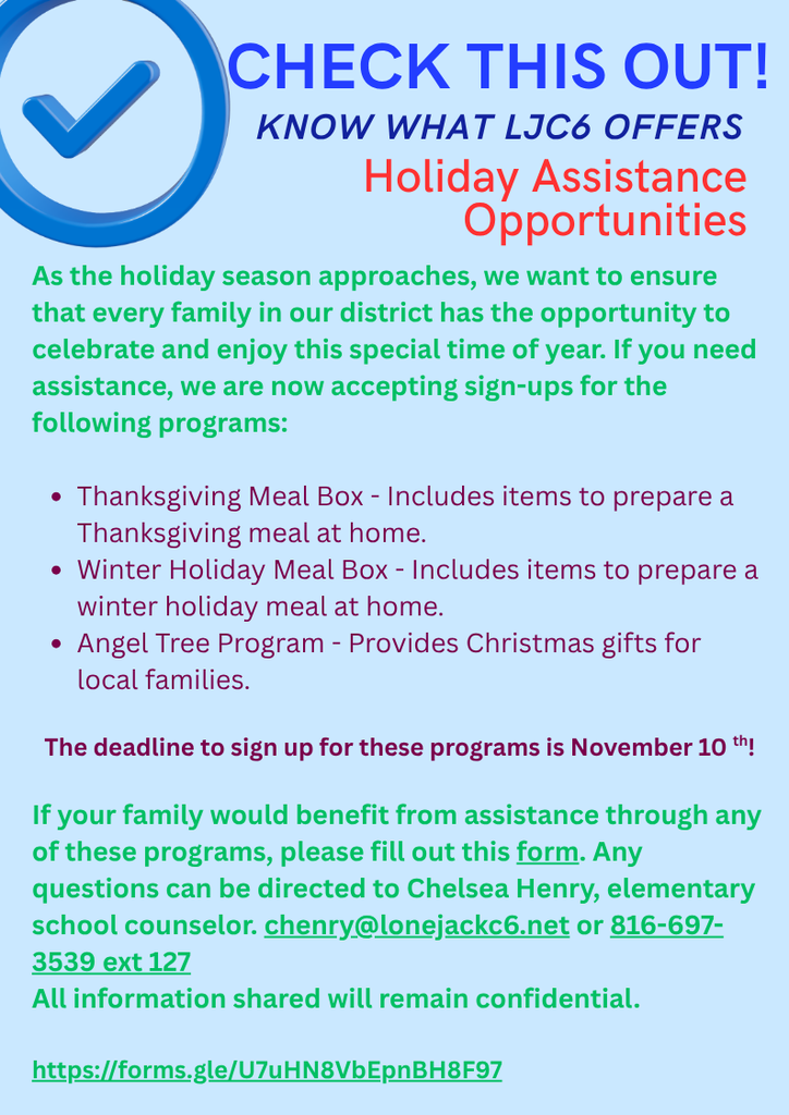 Holiday Assistance opportunities are available.  Contact chenry@lonejackc6.net