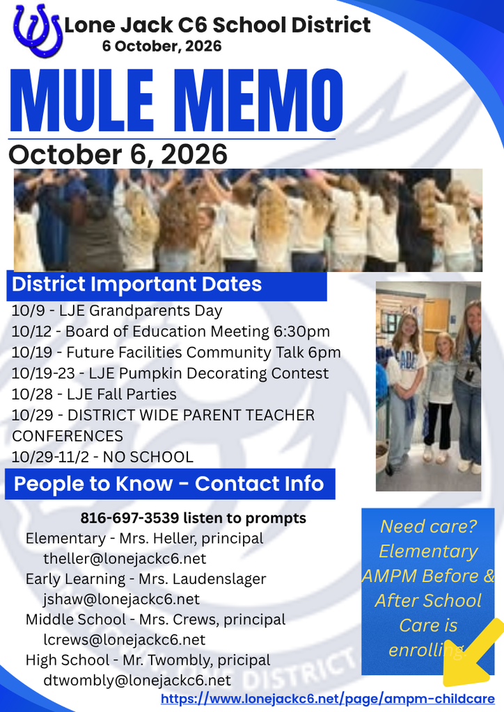 Front page - important dates & contact information