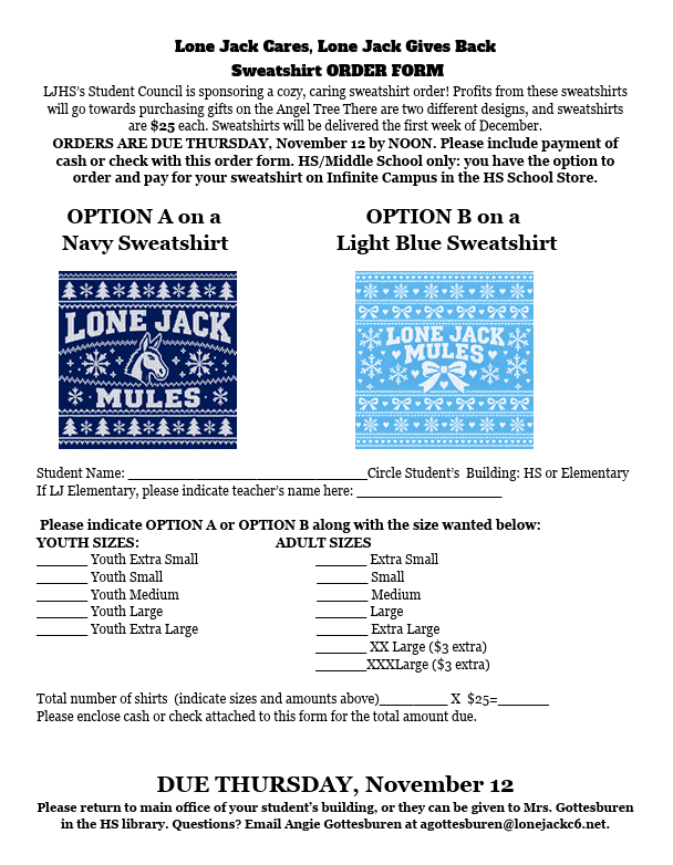 Lone Jack Cares Sweatshirt Sales form